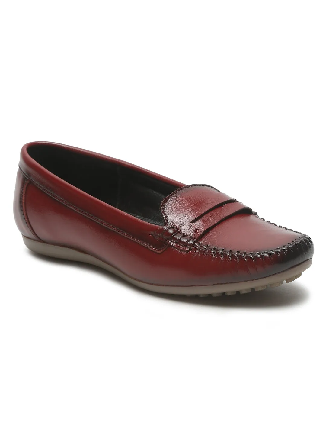 Women's Cherry Solid Leather Ballet Flat Shoes