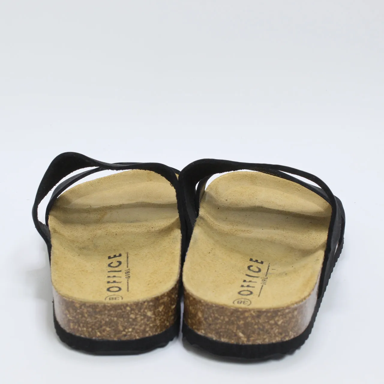 Salinas Cork Footbed Sandals Black Nubuck Women's Office