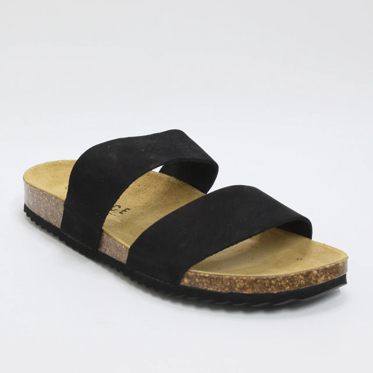 Salinas Cork Footbed Sandals Black Nubuck Women's Office