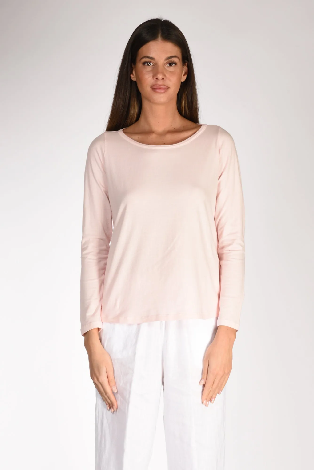 Women's Pink Crew Neck Sweater Base Milano