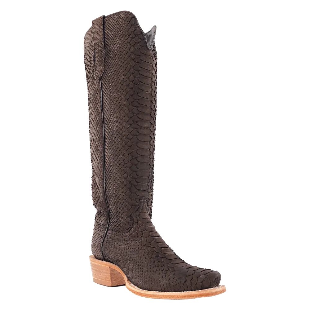 WOMEN'S R. WATSON RWL7216 17″ Chocolate Nubuck Python BOOTS