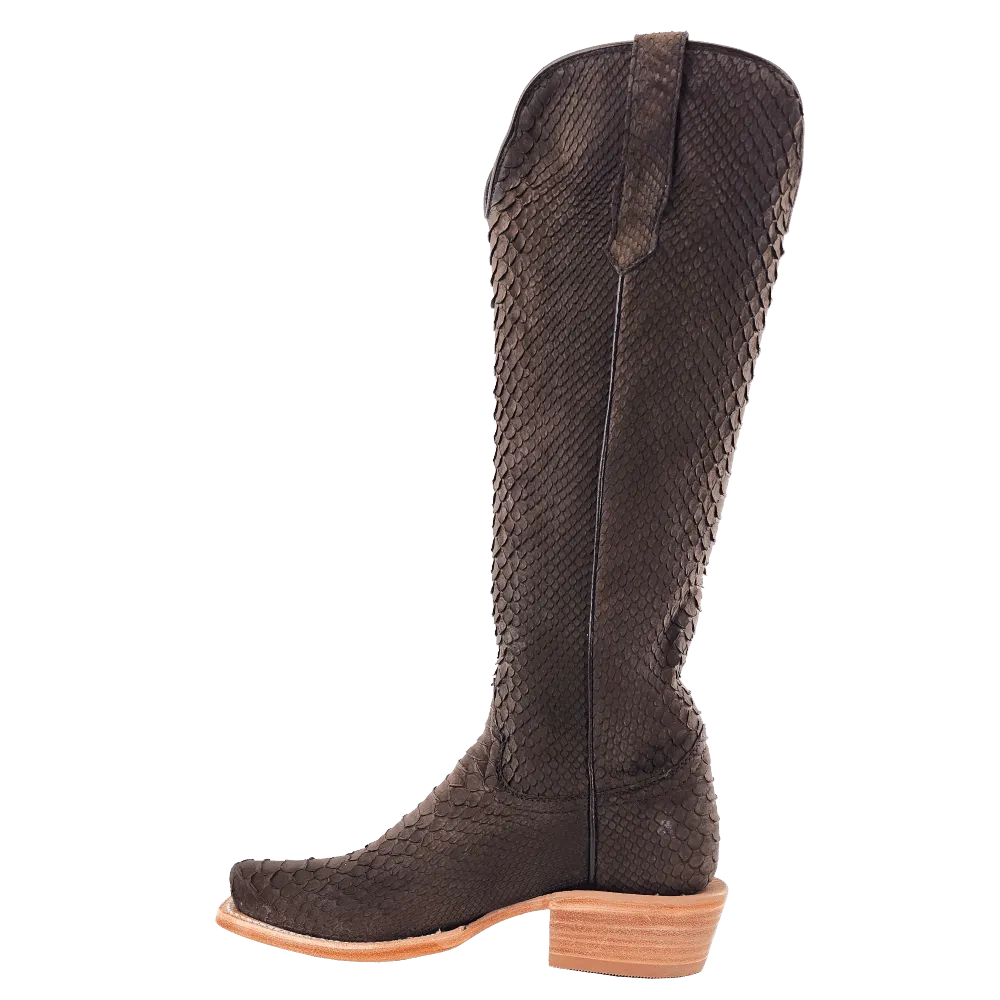 WOMEN'S R. WATSON RWL7216 17″ Chocolate Nubuck Python BOOTS