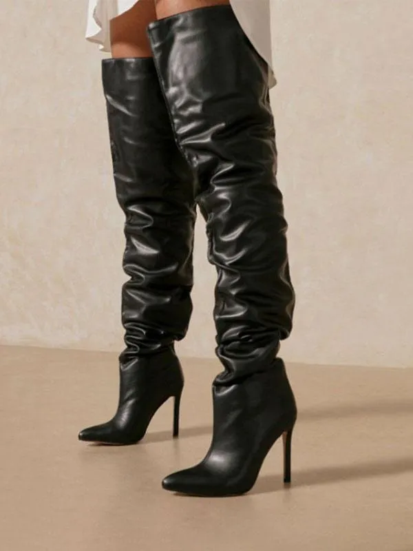 Trendy Women's Wide Thigh High Stiletto Boots