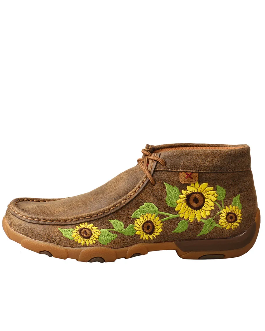 Women's Sunflower Pattern Chukka Driving Moccasins