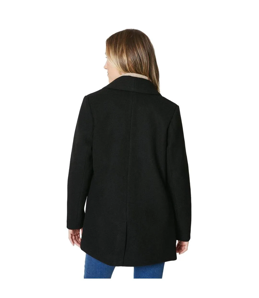 Womens/ladies single-breasted coat black Maine