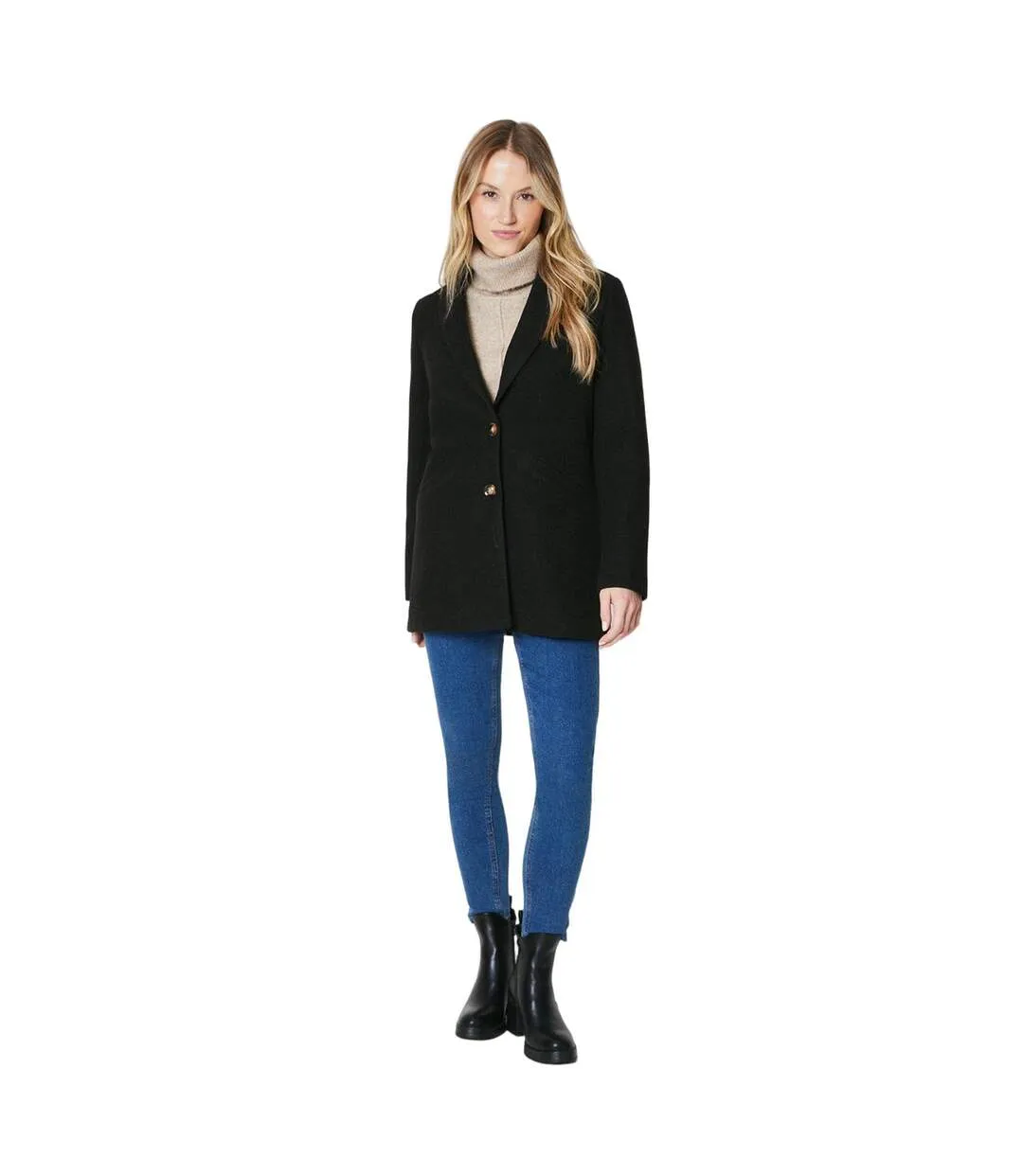 Womens/ladies single-breasted coat black Maine