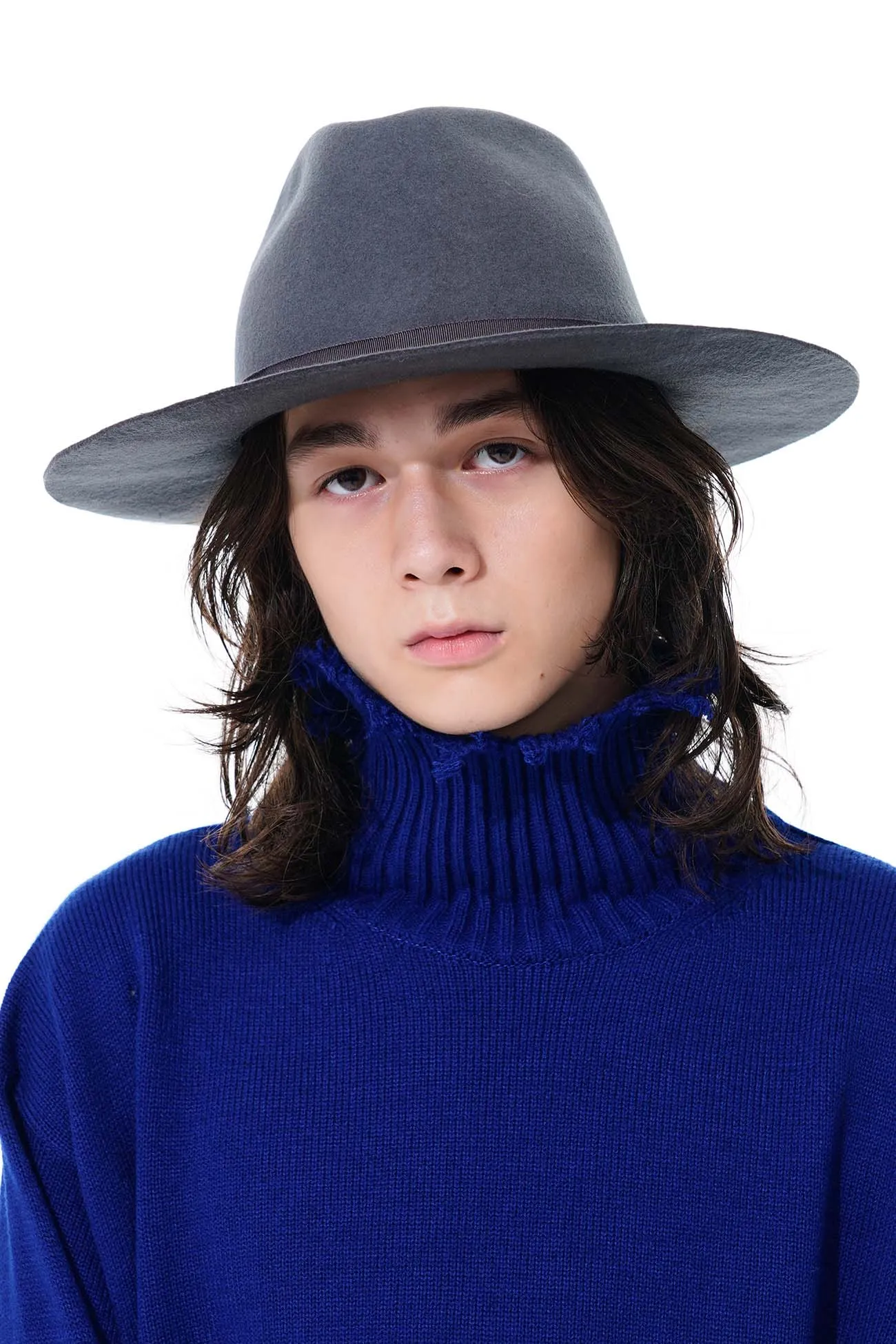 WOOL FELT RIBBON TAPE WIDE BRIM HAT