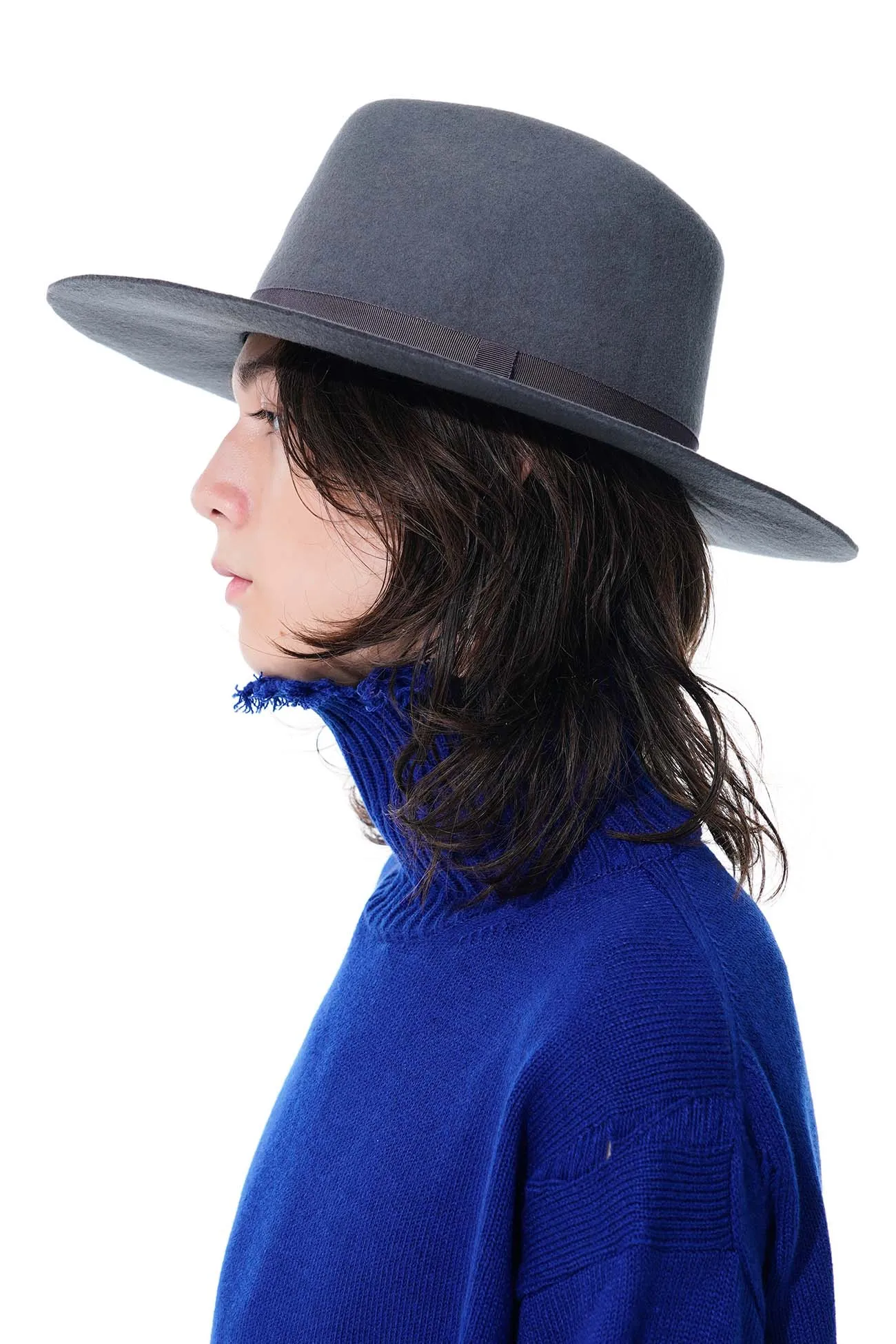 WOOL FELT RIBBON TAPE WIDE BRIM HAT