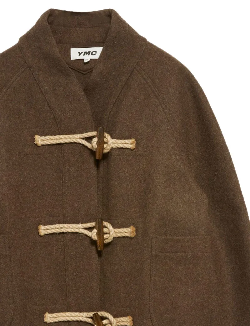 Ymc Erkin Melton Wool Duffle Jacket Brown Womens