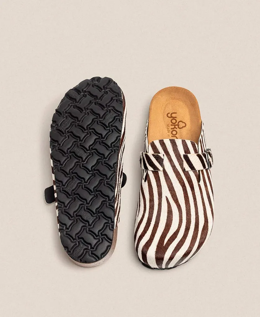 Yokono Zueco 599 Zebra Print Flat Shoe Clog